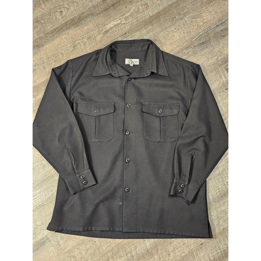 Smokey Joe's Vintage Mens Black Long Sleeve Button Down Work Shirt Large